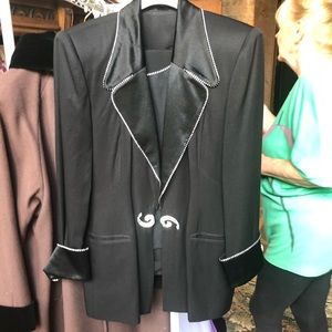 Stunning  dress suit with rhinestone detailing .